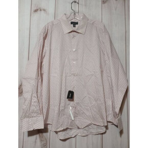 Alfani Shirt Men's Extra Large White Red‎ Button Front Long Sleeve Regular Fit - Picture 1 of 9